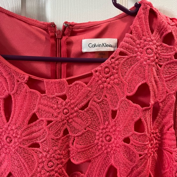 Summer dress by Calvin Klein size 12.  Embroidery looks. Fitted used only once - Picture 2 of 5